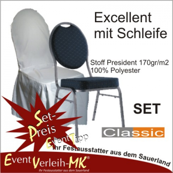 Bankettstuhl & Stuhlhusse - weiß - im Set - inkl. Reinigung und Bügeln